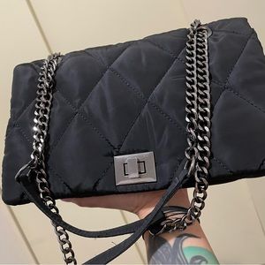 Beautiful quilted nylon black purse with gunmetal hardware